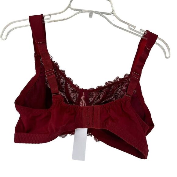 Curve Muse Bra Size 40DD Red Lace Sexy Wireless Sheer Panel Half Lined Bra NEW - Picture 5 of 12